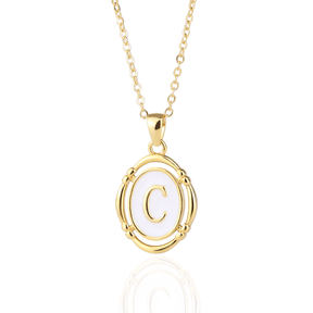 Colar Dourado com Pingente de Espelho com Letras Iniciais em Prata Esterlina 925 - Ravelle Luxe