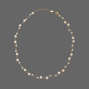 Colar Dourado de Pérolas Simuladas com Camadas Trançadas em Aço Inoxidável - Ravelle Luxe