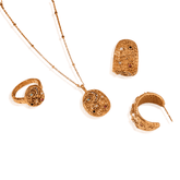 Conjunto de Colar, Brincos e Anel Dourado Estrela e Lua Banhado em Ouro 18K - Ravelle Luxe