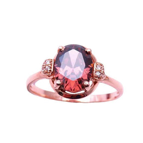 Conjunto de Colar, Brincos e Anel Incrustado com Zircônia e Banhado em Ouro Rosa 14K - Ravelle Luxe