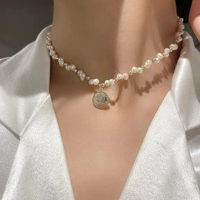 Conjunto de Colar e Pulseira com Pérolas Barrocas Naturais Banhado a Ouro 14K - Ravelle Luxe