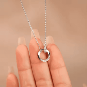Colar Anéis Duplos em Prata Esterlina 925 e Zircão