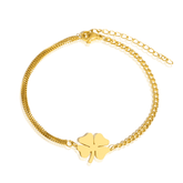 Pulseira Dourada Trevo da Sorte em Correntes em Aço Inoxidável - Ravelle Luxe