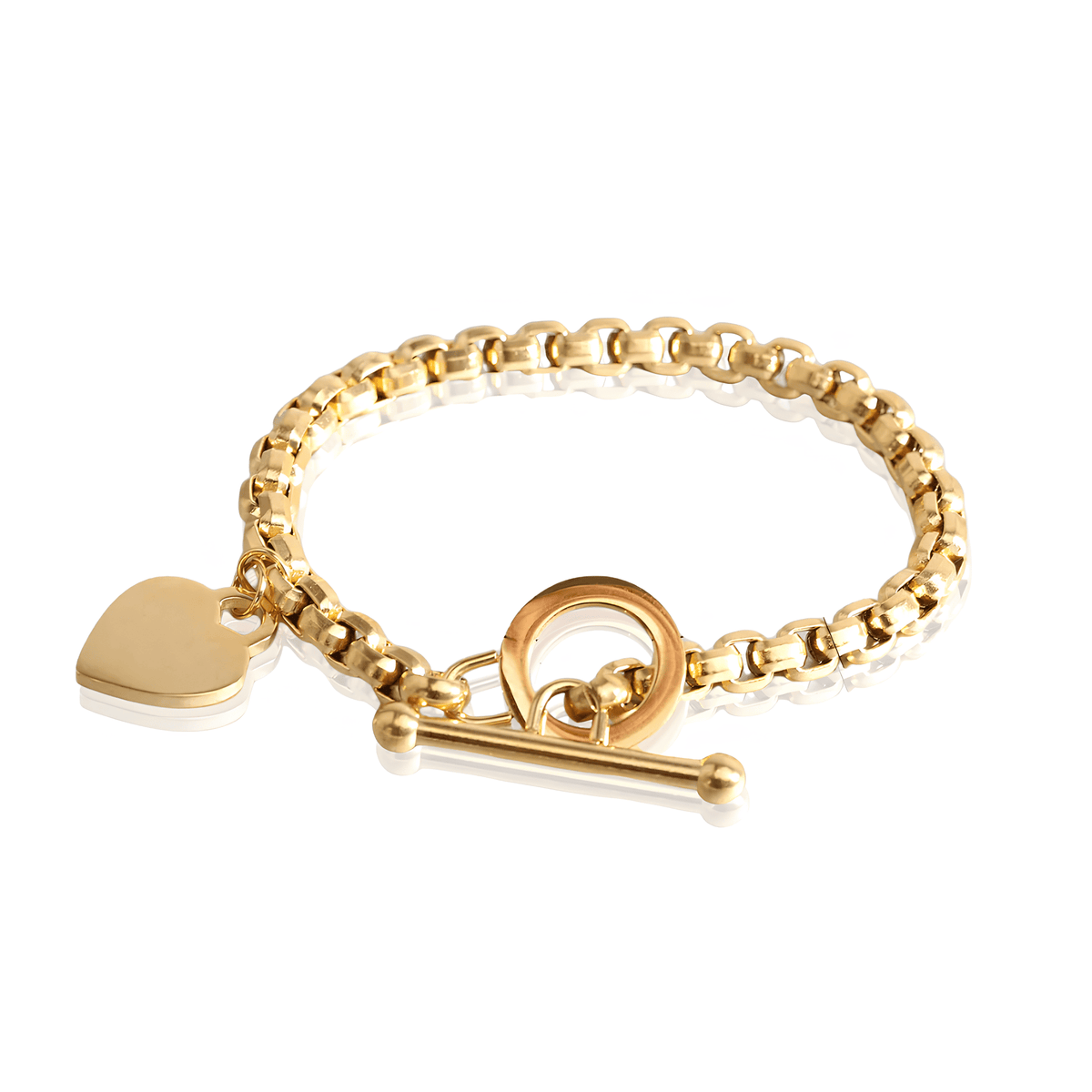 Pulseira Dourada de Coração Estilo OT Lock em Aço Inoxidável - Ravelle Luxe