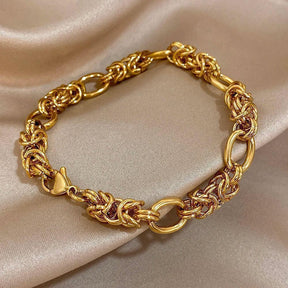 Pulseira Dourada de Elos Médios Banhado em Ouro - Ravelle Luxe