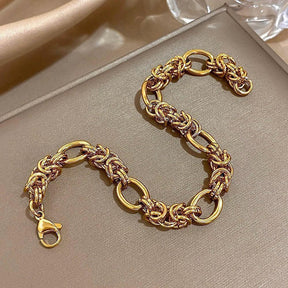 Pulseira Dourada de Elos Médios Banhado em Ouro - Ravelle Luxe