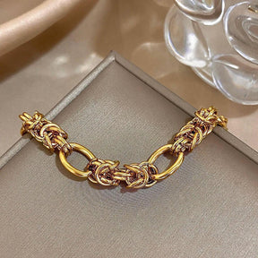 Pulseira Dourada de Elos Médios Banhado em Ouro - Ravelle Luxe