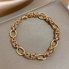 Pulseira Dourada de Elos Médios Banhado em Ouro - Ravelle Luxe