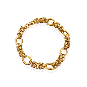 Pulseira Dourada de Elos Médios Banhado em Ouro - Ravelle Luxe