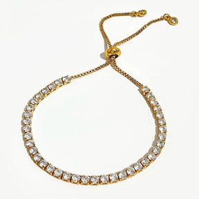 Pulseira Dourada de Zircônia Brilhante Estilo Tenista Banhado em Ouro - Ravelle Luxe