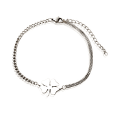 Pulseira Prata Trevo da Sorte em Correntes em Aço Inoxidável - Ravelle Luxe